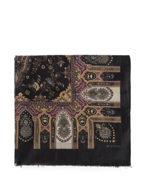 ETRO paisley-print frayed scarf Black WATA0010AK1AL