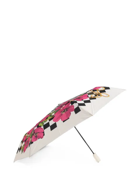 Moschino floral-motif checkered umbrella White 8991OPENCLOSEI