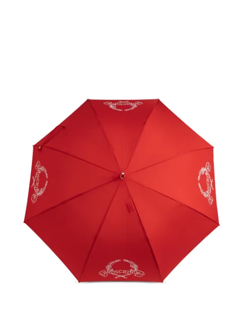 Moschino logo-print curved-handle umbrella Red 898163AUTOC