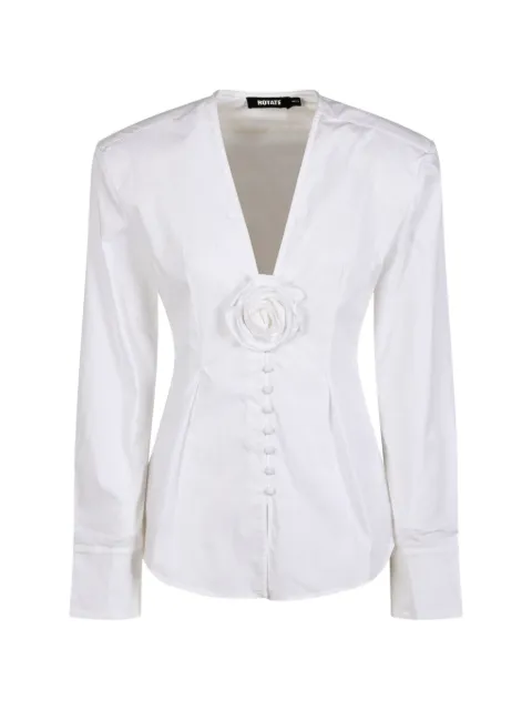 ROTATE BIRGER CHRISTENSEN floral-applique V-neck shirt White 116145400