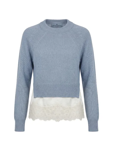 Ermanno Scervino lace-trim long-sleeve sweater Blue D495M307APPYI