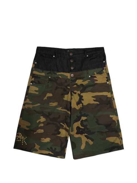 Boredom Kills double-waisted camouflage-print shorts Green BK030