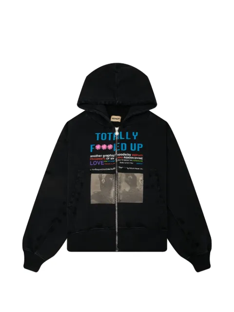 astrum TFU graphic-print zip-up hoodie Black AHSS26HO04