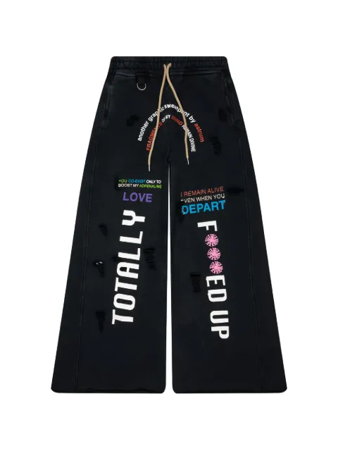 astrum TFU text-print wide-leg track pants Black AHSS26SP01