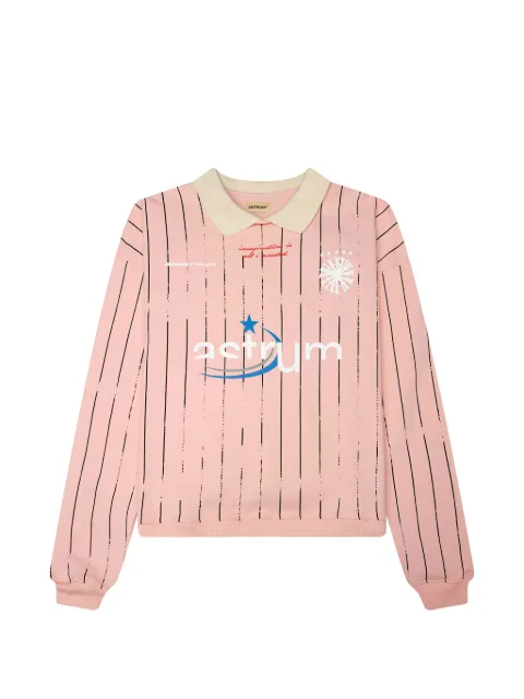 astrum Imagination Football pinstriped polo sweatshirt Pink AHSS26CN04