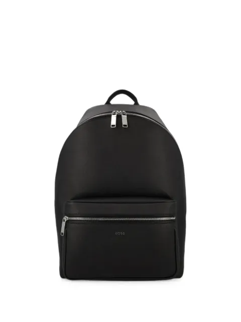 BOSS structured backpack with polished logo-lettering Black 50567378