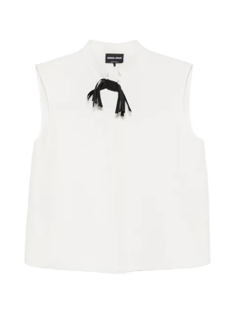 Giorgio Armani bow-detail sleeveless shirt Neutrals GW004031TE16469