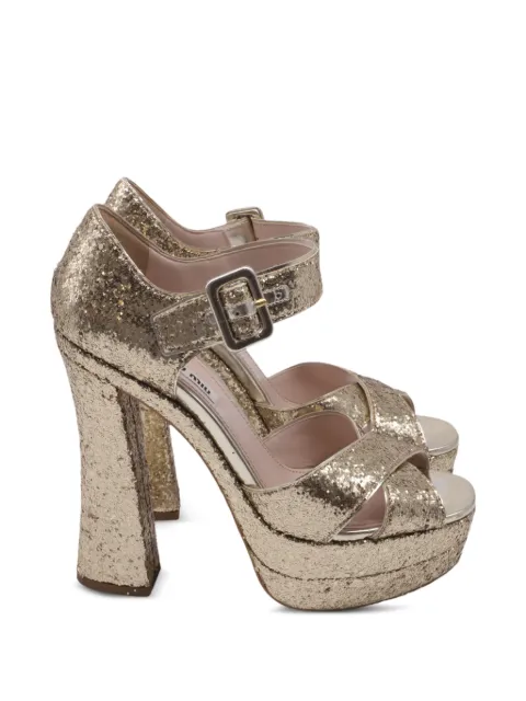 Miu Miu Pre-Owned Mary Jane cross-strap sandals Gold GILTPUUSSH757476W