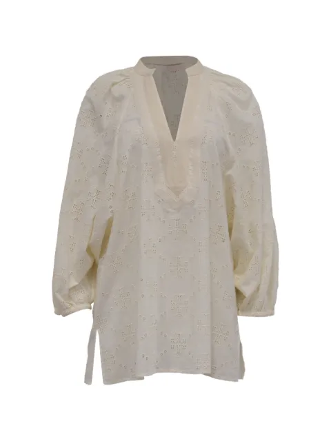 Tory Burch Broderie tunic blouse Neutrals GILTPUUSCL761078W