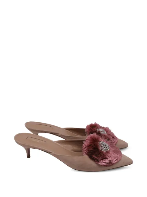 Aquazzura pom-pom embellished pointed-toe mules Neutrals GILTPUUSSH760154W