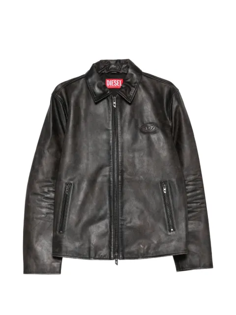Diesel Oval D leather jacket Black A204610BKBR