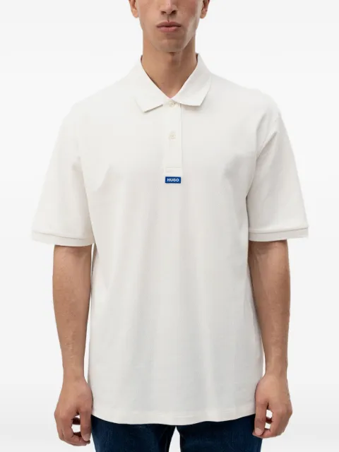 HUGO Nolitos cotton-piqué polo shirt with blue logo-badge White 50564309