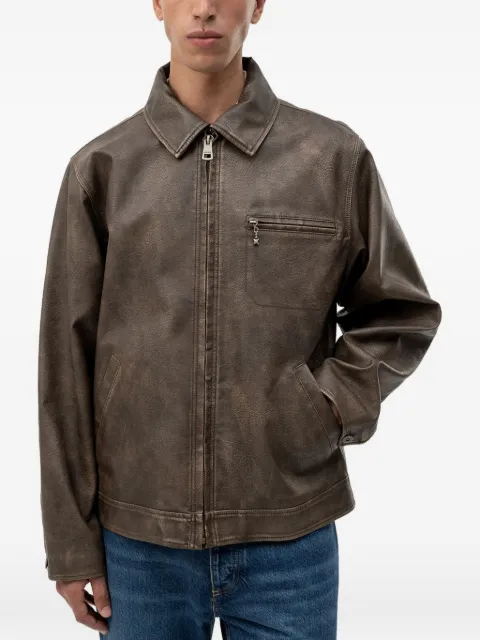 HUGO zip-up faux-leather jacket Brown 50563953