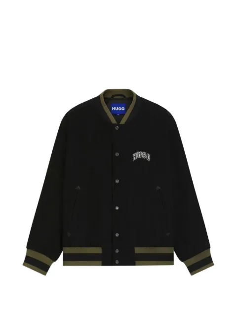 HUGO Varsity jacket in cotton corduroy with logo-patch Black 50563929