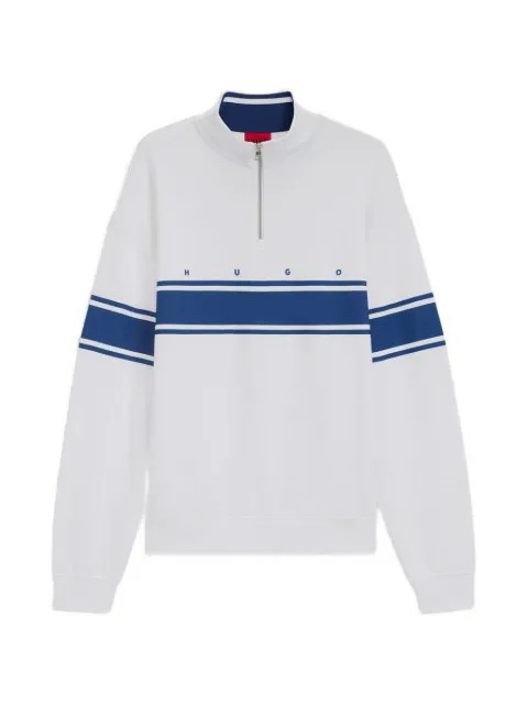 HUGO stripe-detail half-zip sweatshirt White 50563798