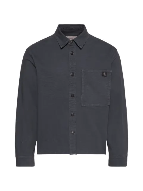 Calvin Klein logo-patch button-up jacket Blue LV04RG407GCEG