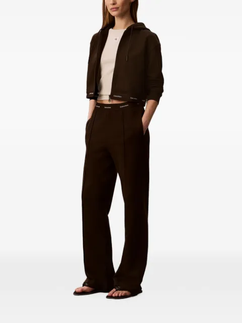 Calvin Klein logo-waistband pintuck-detail track pants Brown LV047G253GTO2