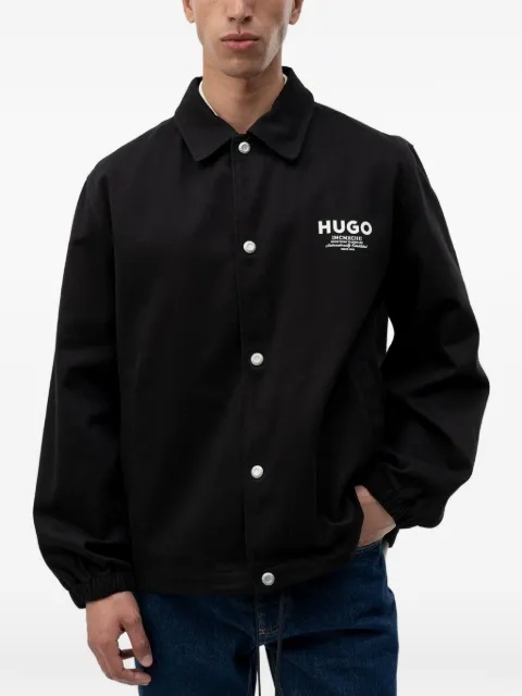 HUGO logo-print button-up jacket Black 50563933