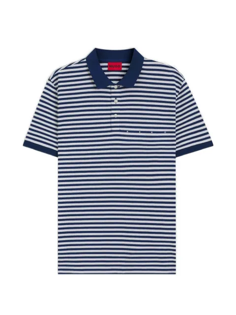 HUGO Demspolo cotton-piqué polo shirt with horizontal stripe Blue 50563805