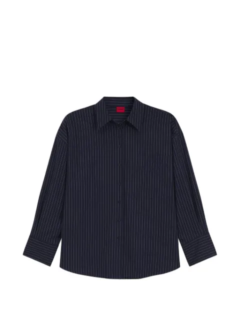 HUGO regular-fit blouse in pinstripe cotton poplin Blue 50562593