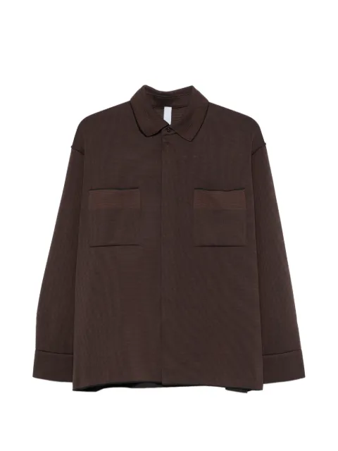 CFCL ribbed-knit chest-pocket shirt Brown CF012KJ038GP00