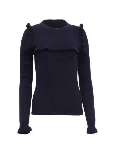 See By Chloé Vintage ruffled ribbed sweater Blue GILTPUUSCL761089W