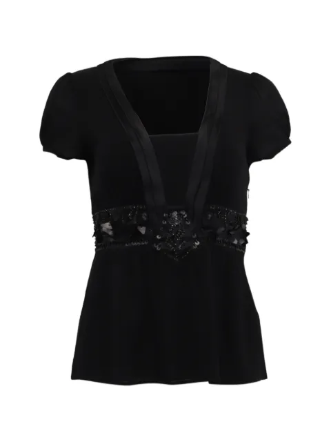 Etro Vintage sequin-embellished short-sleeve blouse Black GILTPUUSCL761072W