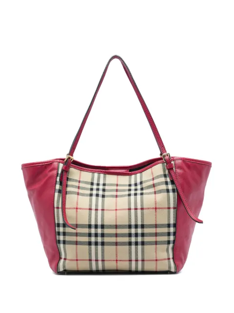 Burberry Pre-Owned 2000-2017 Small Haymarket Check Canvas and Leather Canterbury tote bag Red FWHYAUY5HNNMXT3C