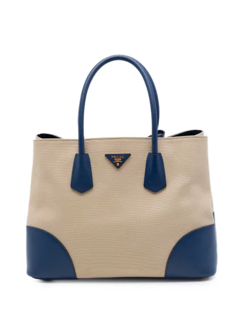 Prada Pre-Owned 2010-2026 Large Canapa and Saffiano Double satchel Neutrals B24VSS26KHSKHE1F