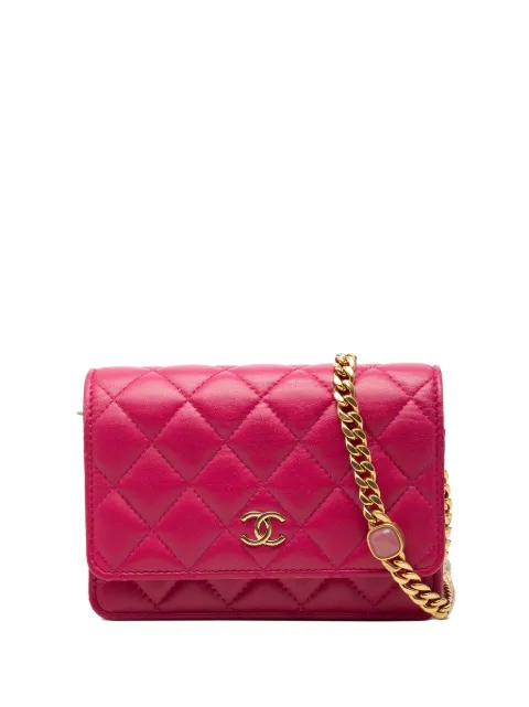 CHANEL Pre-Owned 2021-2026 Mini CC Quilted Lambskin Pearl Samba Wallet On Chain crossbody bag Pink 4XRH6GSS7A1HLUCB