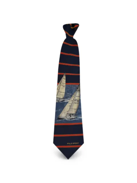 Polo Ralph Lauren sailing-print striped silk tie Blue 712B18785001