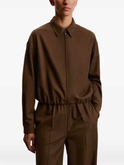 12 STOREEZ zip-up crop shirt Brown 133660