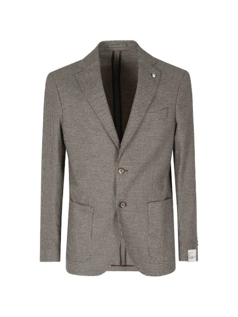 l.b.m. houndstooth-pattern single-breasted blazer Brown 625062692099