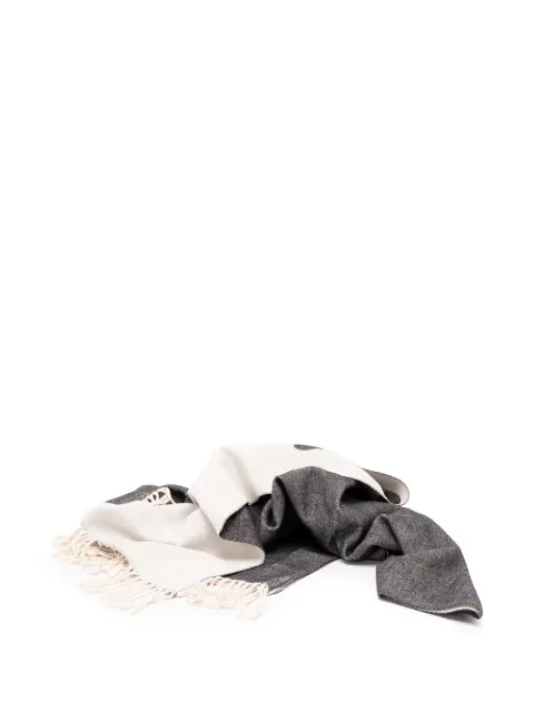 TWINSET logo-intarsia fringed scarf Black 262TA4550