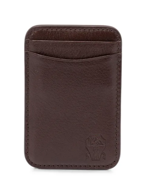 Brunello Cucinelli grained leather card holder Brown MWVEBU445C7233
