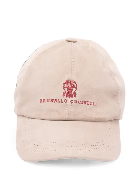 Brunello Cucinelli logo-embroidered suede baseball cap Neutrals MPCLF9850CRR56