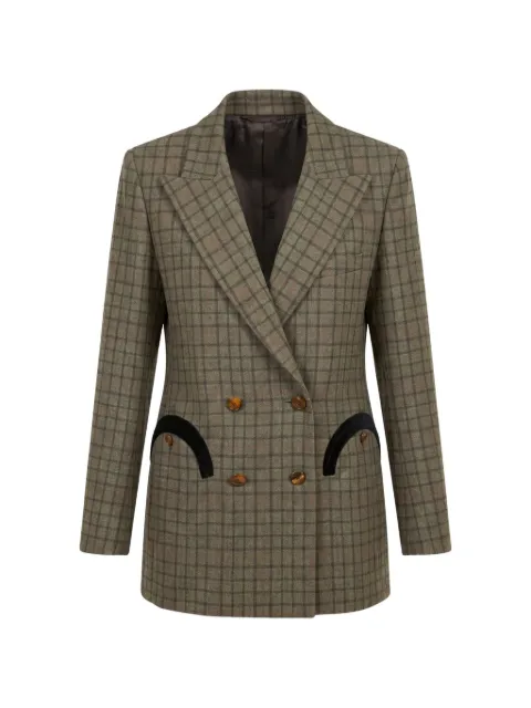Blazé Milano check-pattern double-breasted blazer Green BZEBD17OLM