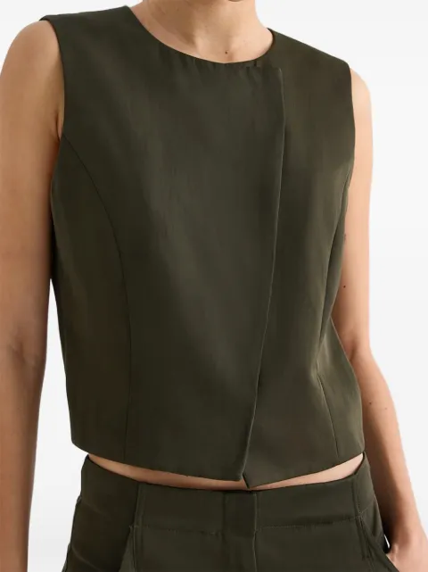 TWP round-neck hidden-placket vest Green 16159W185