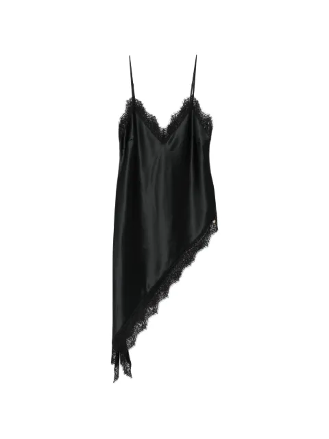 NISSA lace-trim asymmetric top Black TOP16812