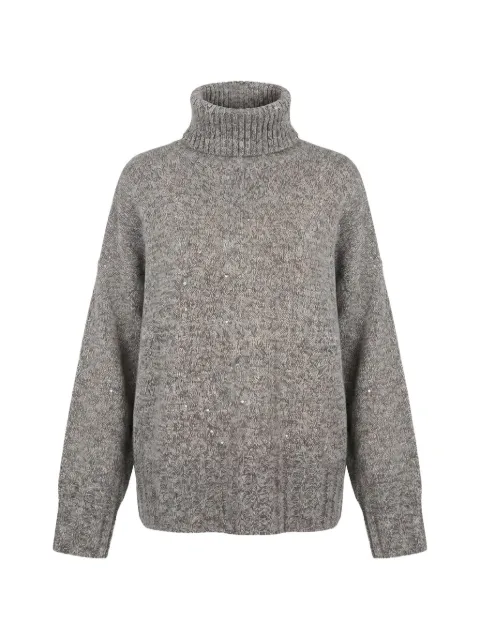 PINKO Dresda sequin-embellished roll-neck sweater Grey 107337A3GD