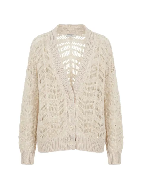 Peserico sequin-embellished open-knit cardigan White A99217F03E9243