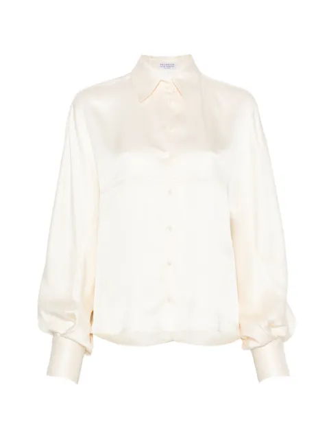 Brunello Cucinelli balloon-sleeve silk shirt Neutrals MB179M2C06C7925