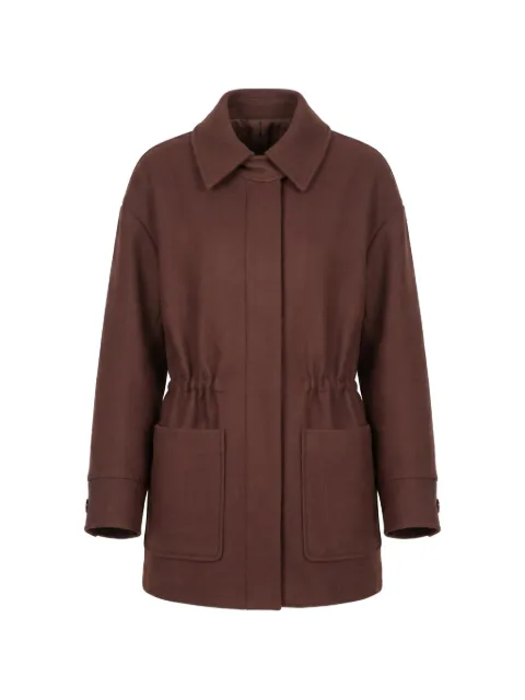 Patrizia Pepe drawstring long-sleeve coat Brown 8O0207C025