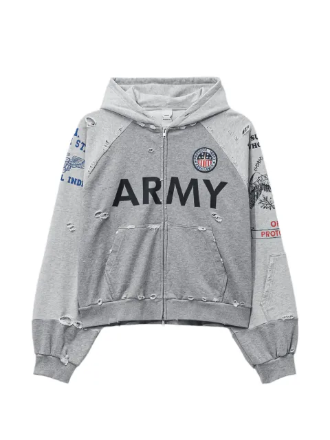 PROTOCOL INDEX reconstructed distressed hoodie Grey PI00016