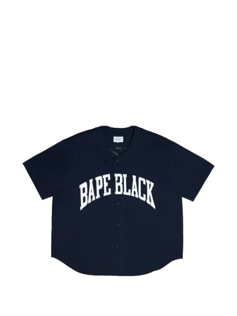 BAPE BLACK *A BATHING APE® logo-print collarless shirt Blue BAPE051