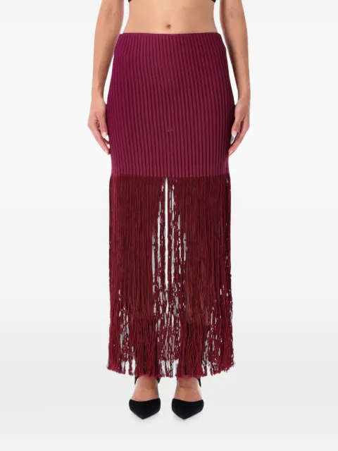 Alaïa ribbed fringe-detail skirt Red AA9J2574K217D