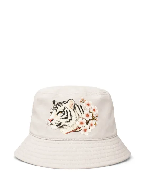 Melt tiger-print floral-print bucket hat White MSBUC5403