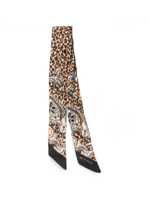 ETRO silk twill Paisleyina with fringing and Paisley and leopard print Neutrals WATA0048AR12FX0823