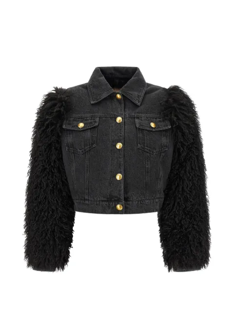 TWINSET textured-sleeve cropped denim jacket Black 262TP279A