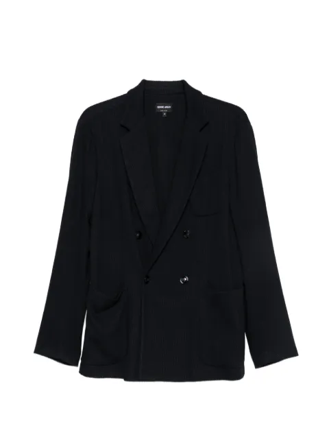 Giorgio Armani double-breasted ribbed blazer Blue GM004749TE23863